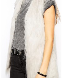 Gilet sans manches en fourrure gris