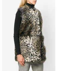 Gilet sans manches en fourrure imprimé léopard marron clair Stella McCartney