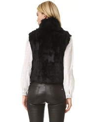 Gilet sans manches en fourrure texturé noir Adrienne Landau