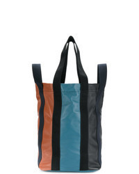 Grand sac en cuir à rayures verticales multicolore