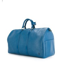 Grand sac en cuir bleu Louis Vuitton Vintage