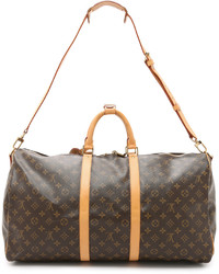 Grand sac en cuir imprimé marron foncé Louis Vuitton