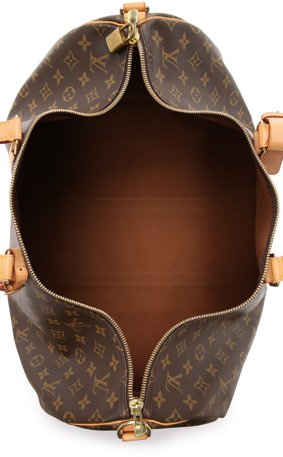 Grand sac en cuir imprimé marron foncé Louis Vuitton Vintage