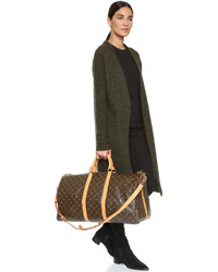 Grand sac en cuir imprimé marron foncé Louis Vuitton