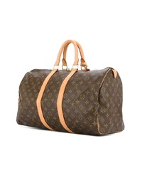 Grand sac en cuir imprimé marron Louis Vuitton Vintage