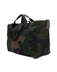 Grand sac en toile camouflage vert foncé Valentino