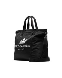 Grand sac en toile imprimé noir et blanc Dolce & Gabbana