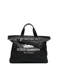 Grand sac en toile imprimé noir et blanc Dolce & Gabbana