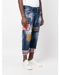 Jean à patchwork bleu marine DSQUARED2