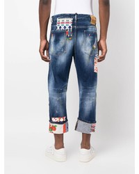 Jean à patchwork bleu marine DSQUARED2