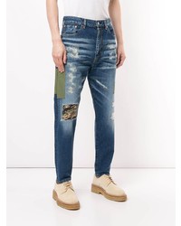 Jean à patchwork bleu marine Junya Watanabe MAN