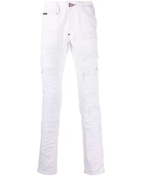 Jean déchiré blanc Philipp Plein