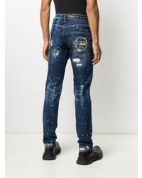 Jean déchiré bleu marine Philipp Plein