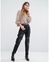 Jean déchiré noir Pull&Bear