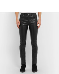 Jean en cuir noir Saint Laurent