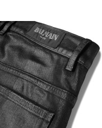 Jean en cuir noir Balmain