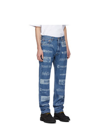 Jean imprimé bleu Vetements