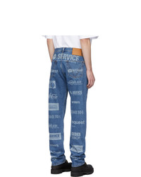 Jean imprimé bleu Vetements