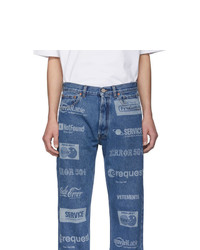 Jean imprimé bleu Vetements