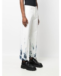 Jean imprimé tie-dye blanc et bleu marine Alexander McQueen