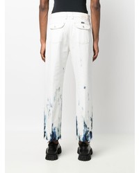 Jean imprimé tie-dye blanc et bleu marine Alexander McQueen