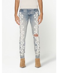 Jean skinny à fleurs bleu clair Amiri