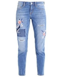 Jean skinny à fleurs bleu clair talkabout