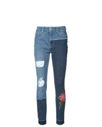 Jean skinny à fleurs bleu Dolce & Gabbana