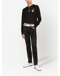 Jean skinny à fleurs noir Dolce & Gabbana