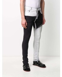 Jean skinny à patchwork blanc et noir Rick Owens DRKSHDW