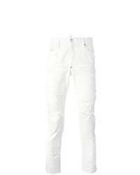 Jean skinny à patchwork blanc