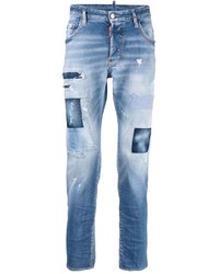 Jean skinny à patchwork bleu clair DSQUARED2