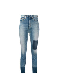 Jean skinny à patchwork bleu Calvin Klein Jeans