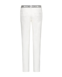 Jean skinny brodé blanc Fendi