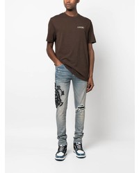 Jean skinny brodé bleu clair Amiri