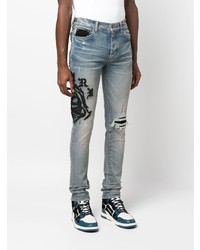 Jean skinny brodé bleu clair Amiri