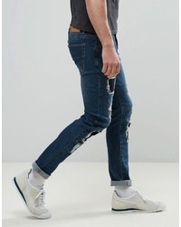 Jean skinny déchiré bleu marine