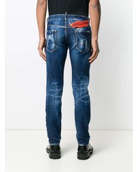 Jean skinny déchiré bleu marine DSQUARED2