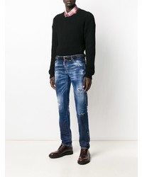 Jean skinny déchiré bleu marine DSQUARED2