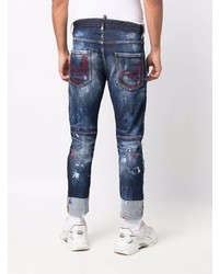 Jean skinny déchiré bleu marine DSQUARED2