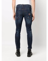 Jean skinny déchiré bleu marine Philipp Plein