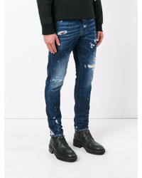 Jean skinny déchiré bleu marine DSQUARED2