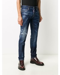 Jean skinny déchiré bleu marine DSQUARED2