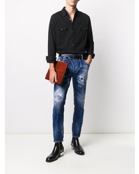 Jean skinny déchiré bleu marine DSQUARED2