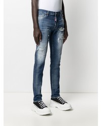 Jean skinny déchiré bleu marine DSQUARED2