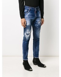 Jean skinny déchiré bleu marine DSQUARED2