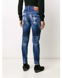 Jean skinny déchiré bleu marine DSQUARED2