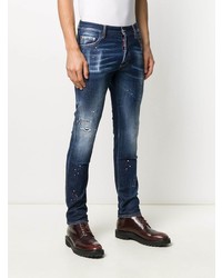 Jean skinny déchiré bleu marine DSQUARED2