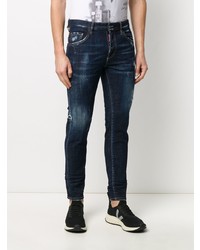 Jean skinny déchiré bleu marine DSQUARED2