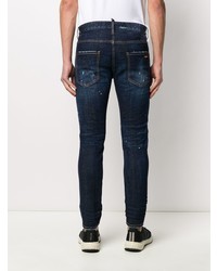 Jean skinny déchiré bleu marine DSQUARED2